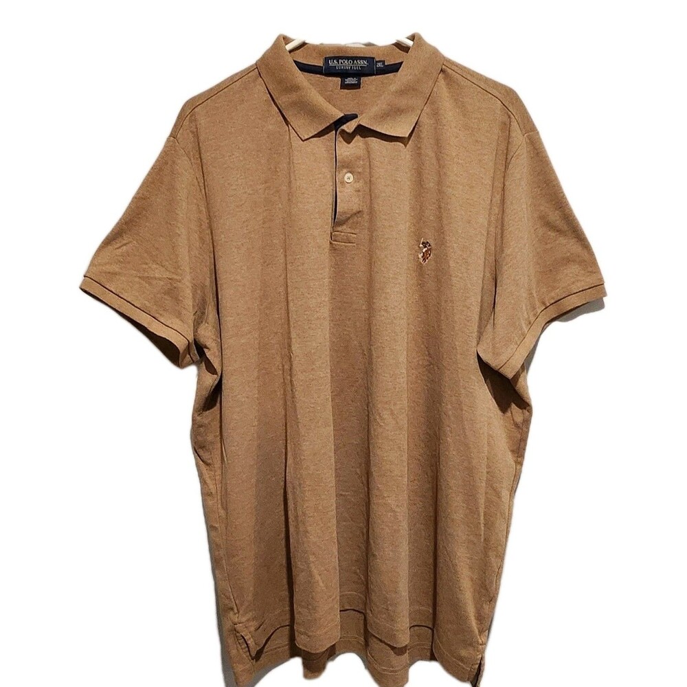 US Polo Assn Shirt Mens Short Sleeve Polo Luxury Feel Brown Size 2XL